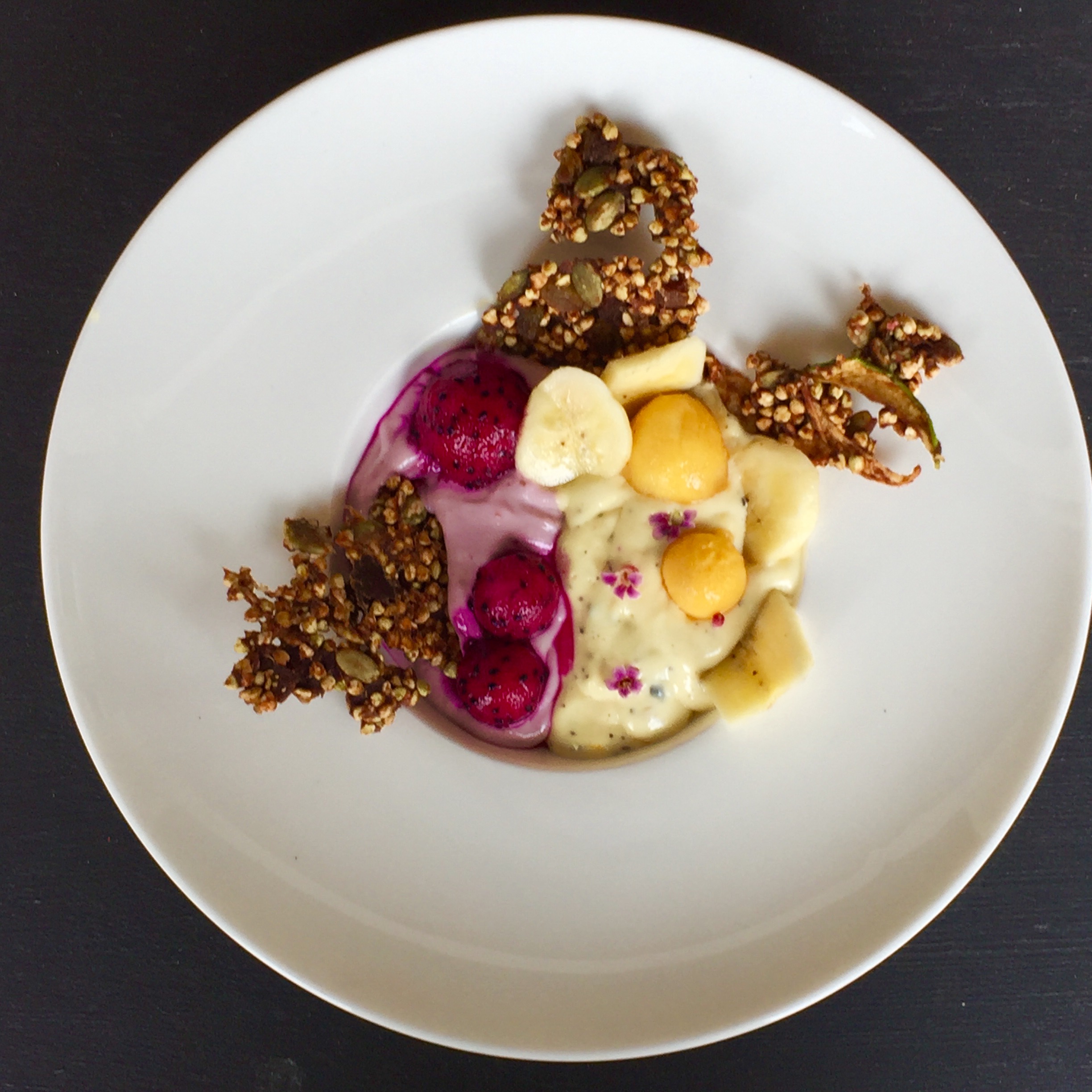 Elegant dessert with fresh fruit